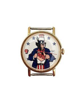 Uncle Sam "VOTE" Election Vintage Wind Up Watch, No Band L454